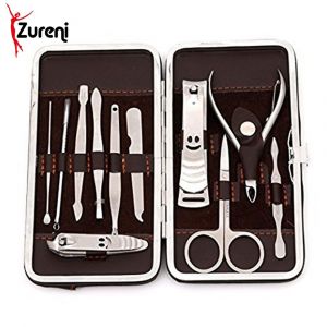 11 Pcs Stainless Steel Manicure Pedicure Set Grooming Kit with Case