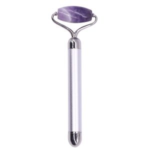 Zureni Natural Amethyst Stone Jade Roller Micro Vibrating Facial Massager Beauty Bar Skin Care Tool (1 Pc)