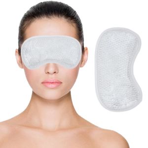 Zureni Cooling Gel Eye Mask for Undereye Dark Circles & Puffiness Reusable Multipurpose Forehead Cool Ice Pack for High Temperature & Headache Hot Cold Compress Pad for Men & Women (White)