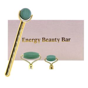 Zureni 3-in-1 Jade Roller Micro Vibrating Facial Massager Beauty Bar Skin Care Tool (Green Aventurine)