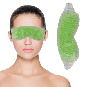 Zureni Cooling Eye Mask with Gel Beads Reusable Undereye Cool Ice Pack for Dark Circles, Dry Eyes, Swelling & Redness Sleeping Cold Compress Eyebrow Pad for Women & Men (Green)