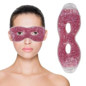 Zureni Cooling Gel Eye Mask Undereye Cool Ice Pack for Dark Circles, Dry Eyes, Patches, Swelling & Redness Sleeping Reusable Cold Compress Eyebrow Pad for Women & Men (Pink)