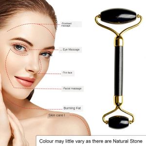 Zureni ZN-MB02 Double Sided Face Roller Natural Jade Face Massager Massage Stone Beauty Tool for Face Neck Toning, Firming & Serum Application (1Pc)