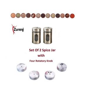 Zureni 2 Piece Round Stainless Steel Spice Containers With Shaker Lids