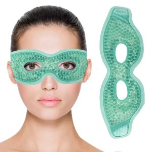 Zureni Cooling Gel Eye Mask Undereye Cool Ice Pack for Dark Circles, Dry Eyes, Patches, Swelling & Redness Sleeping Reusable Cold Compress Eyebrow Pad for Women & Men (Green)