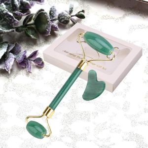 Zureni Jade Double Sided Face Roller & Gua Sha Scraping Facial Massager Sourced from Highest Altitude of Himalaya (Premium Grade Stone)