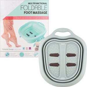 Zureni Portable Foot Bath Barrel, Foldaway Foot Bath Spa, Foot Soaking Bath Tub Basin Tools, with Foot Massage, for Feet Soak, Pedicure and Massage Ankles (Light Turquoisse)