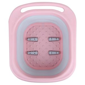Zureni Portable Foot Bath Barrel, Foldaway Foot Bath Spa, Foot Soaking Bath Tub Basin Tools, with Foot Massage, for Feet Soak, Pedicure and Massage Ankles (Pink)
