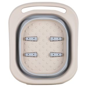 Zureni Portable Foot Bath Barrel, Foldaway Foot Bath Spa, Foot Soaking Bath Tub Basin Tools, with Foot Massage, for Feet Soak, Pedicure and Massage Ankles (Beige)