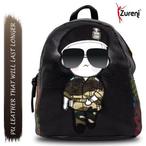 Embroidered Cartoon Lovers Women Backpack waterproof Vintage PU Leather Mini Backpack 